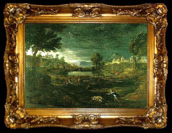 framed  Nicolas Poussin landscape with pyramus and thisbe, ta009-2